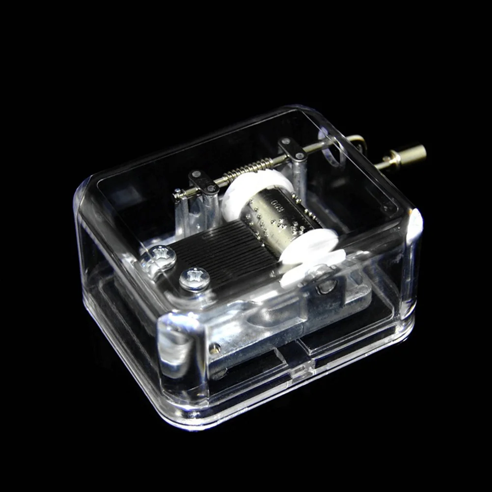 

Transparent Acrylic Music Box Hand Crank Mechanism Plays Castle in The Sky 18 Notes Rhythm Cute Creative Gift for Christmas