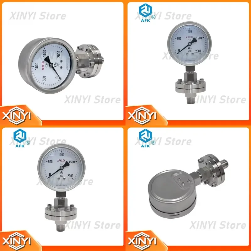 for Stainless Steel 316 Threaded Diaphragm Pressure Gauge Dual Scale 2000KPa Axial Eccentric