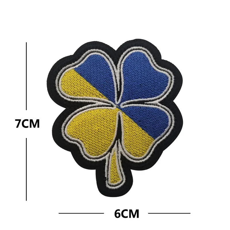 Bendera Ukraina tengkorak semanggi kait & Loop Patch Operasi Khusus bordir Armband taktis lencana pada ransel biru & kuning Patch