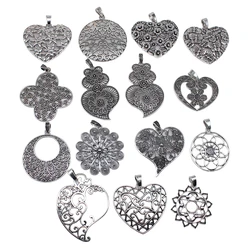 1pcs Big Size Hollow Flower Heart Pendant For Necklace Making DIY Handmade Craft Pendant Jewelry Making