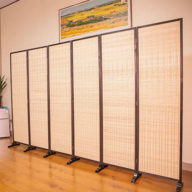 CoffeeFolding Partition Wall Dividers Divider for Room Separation Woven Bamboo 6 Panel Room Divider Screen Partition Partitions