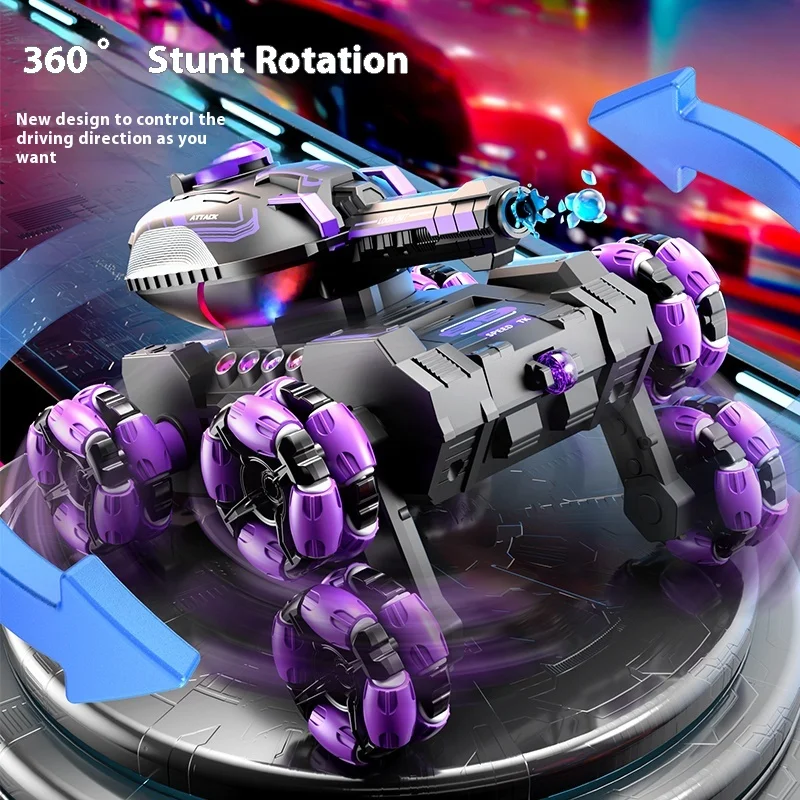 소년을위한 스턴트 원격 제어 탱크 장난감 오프로드 어린이 날 선물 특수 기술 제어 차량을 발사하는 물 총알