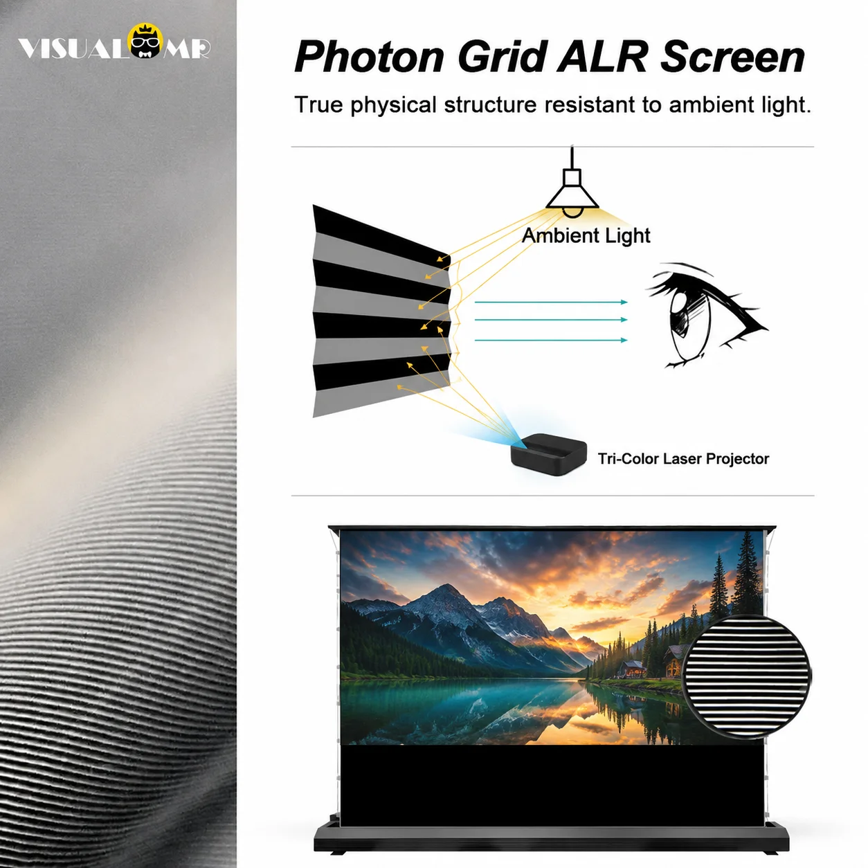Electric Floor Rising ALR Proj - Home Cinema Projector Screen review and price