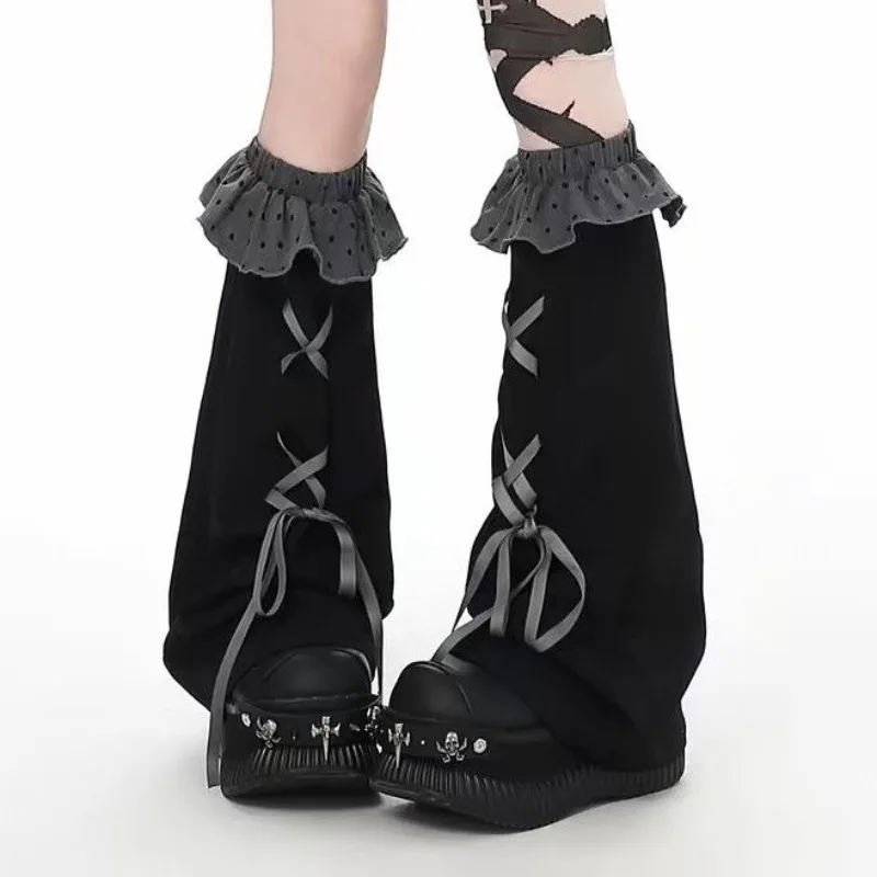 Harajuku Sweet Leg Warmers Ladies Y2K Gothic Lolita Knee Length Flare Leg Socks Soft Leg Cover Cosplay Party Casual