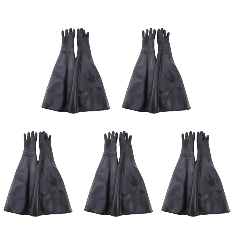 Hot Sale10x Rubber Black Sandblaster Gloves Stripe Abrasive Sand Blasting Gloves For Blasting Cabinet 65X30cm