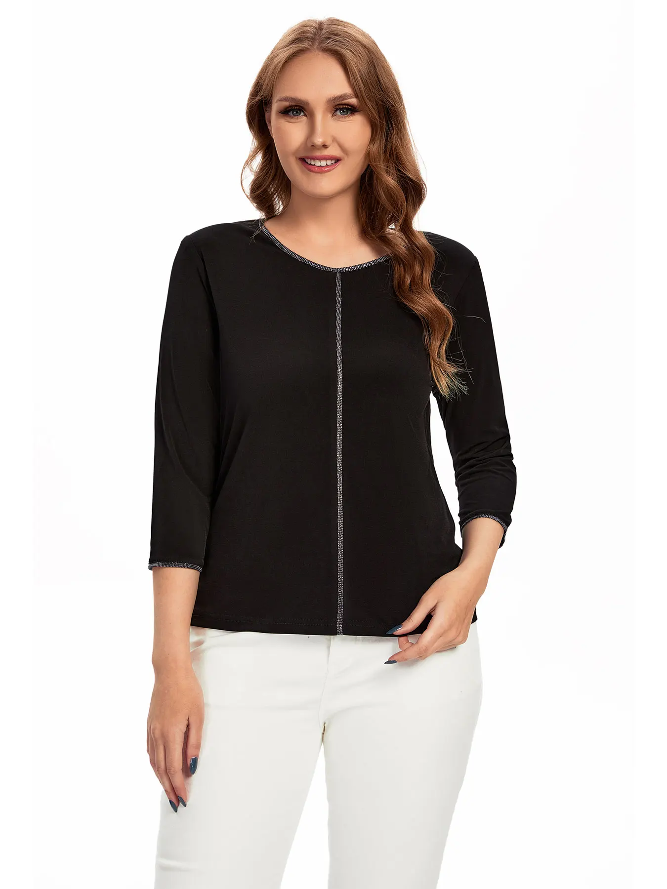 Damski Plus Size góra wiosna elegancki, szykowny Top dla pulchnego modny Top damskiego