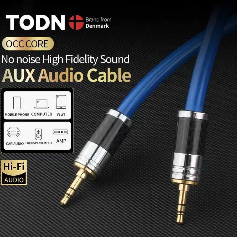 TODN HIFI ستيريو 7N OCC 3.5 مللي متر aux جاك كابلات صوت Aux الراقية لمكبر الصوت DAC DAP TV Mixer CD Sound