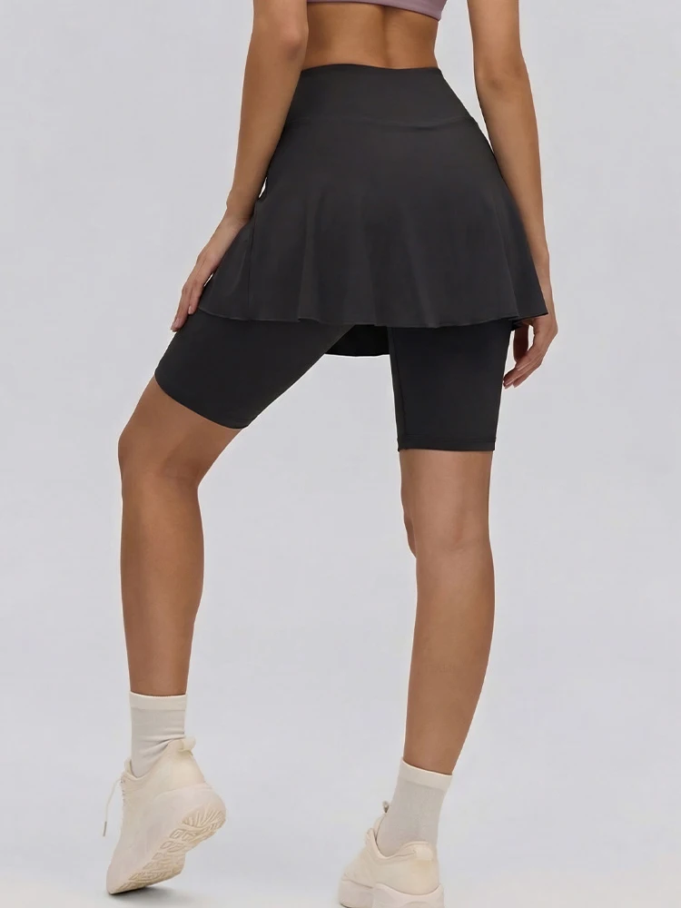 VITALINOVO Women Athletic Skorts Skirts with Legging(Shorts Longer Than Skirs) Asymmetrical Hem Golf Active Skirt Short Leggings