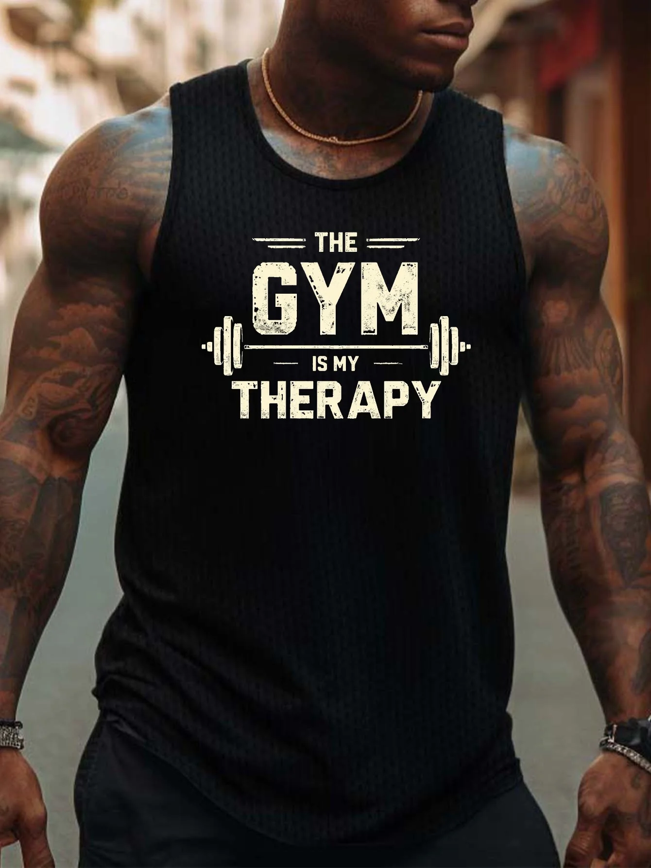 

The gym is my way of healing; this is a casual sleeveless sports vest, comfortable and breathable.