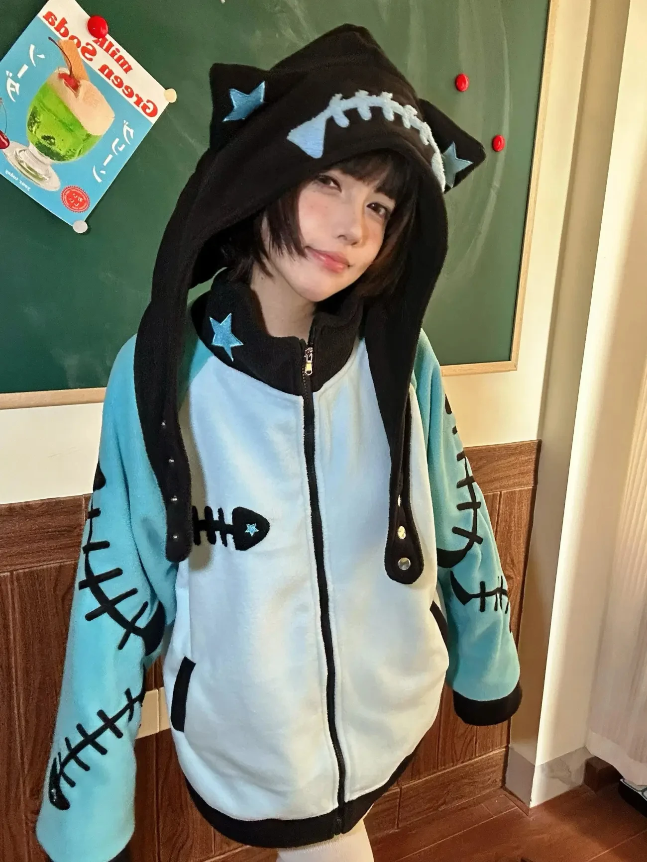 Kawaii Sweet Cardigan Sweatshirts Autumn Subcultural New Thicked Warm Jackets Y2k Harajuku Gothic Coat Women Hoodie