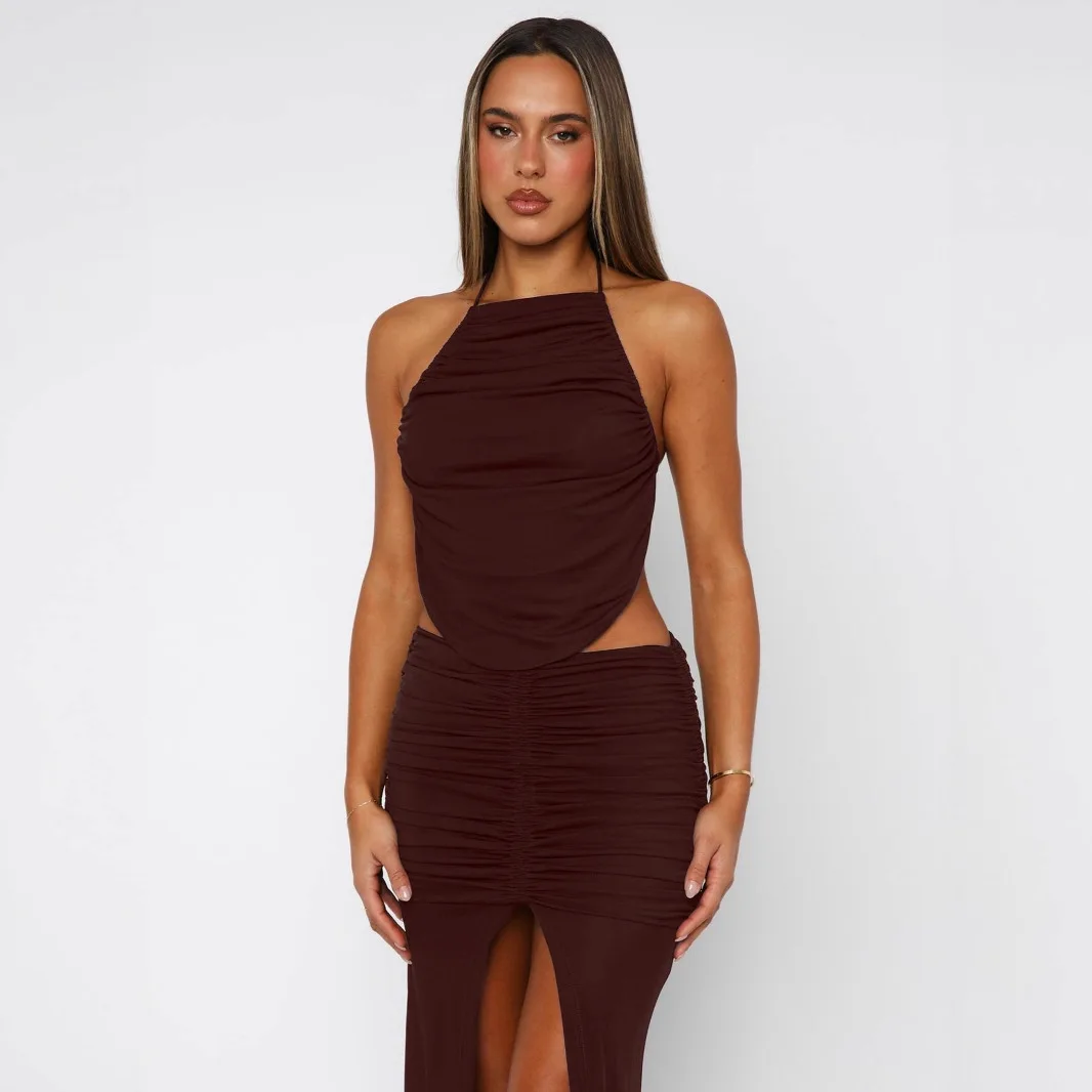 النمط الأوروبي والأمريكي المرأة الصيف الجديدة مثير الدانتيل متابعة الرسن سترة قصيرة مطوي تنورة سبليت البدلة