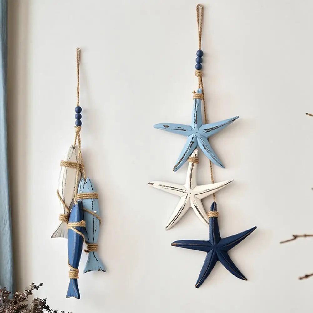 Summer Beach Wood Sign Plaques Ocean Themed Starfish Fish Wooden Wall Hanging Spring Hanging Sign Decoration for Pool Party