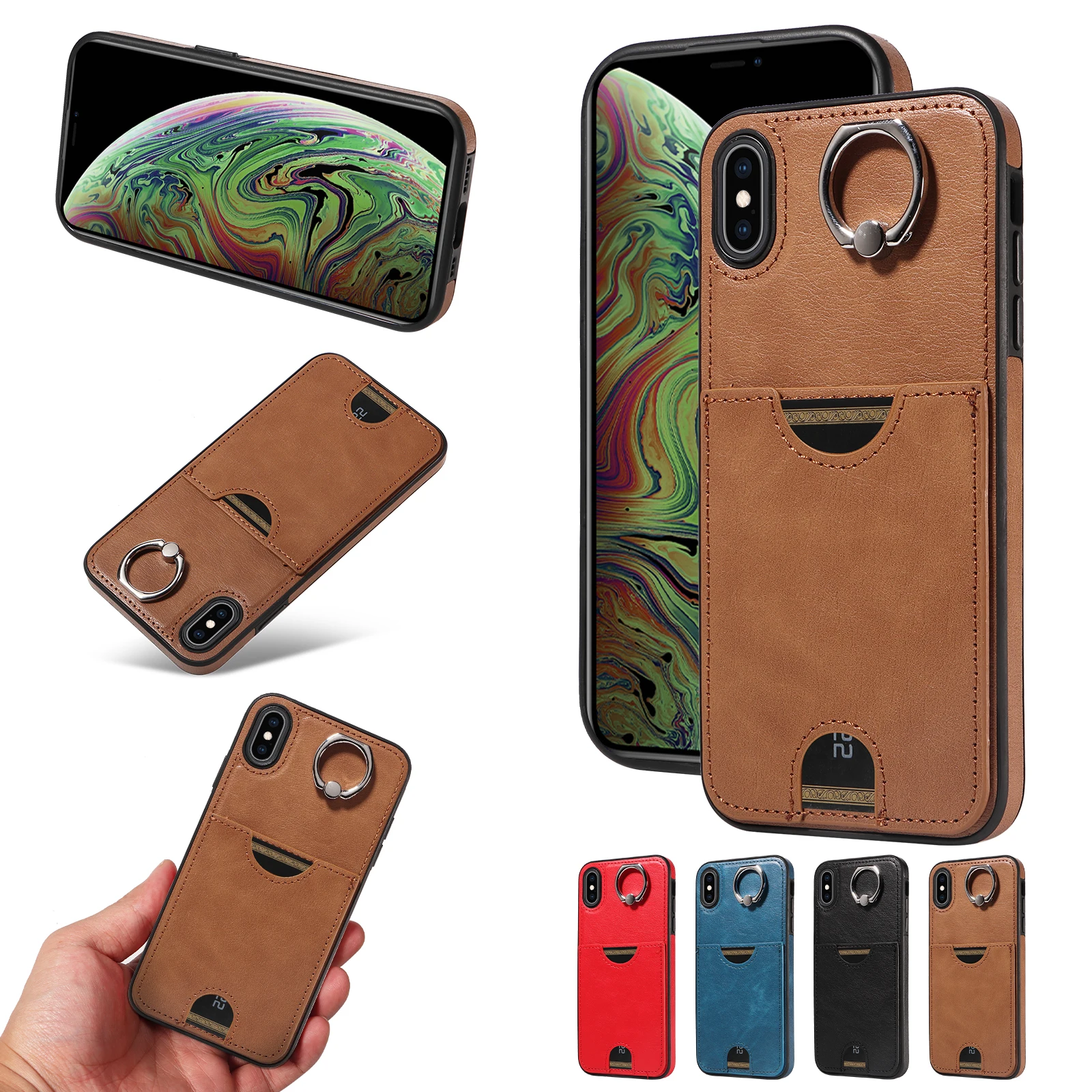

Portable Phone Case IPhone X/XS/XR/XS MAX Card Holder Leather Magnetic Pocket Wallet Scratch Resistant And Scratch Resistant