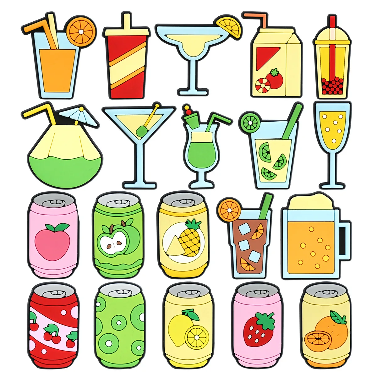 20pcs set Fruit Drink PVC Shoe Charms Juice Soda Cocktail Cup Detachable Clog Shoe Decor DIY Summer Party Gift