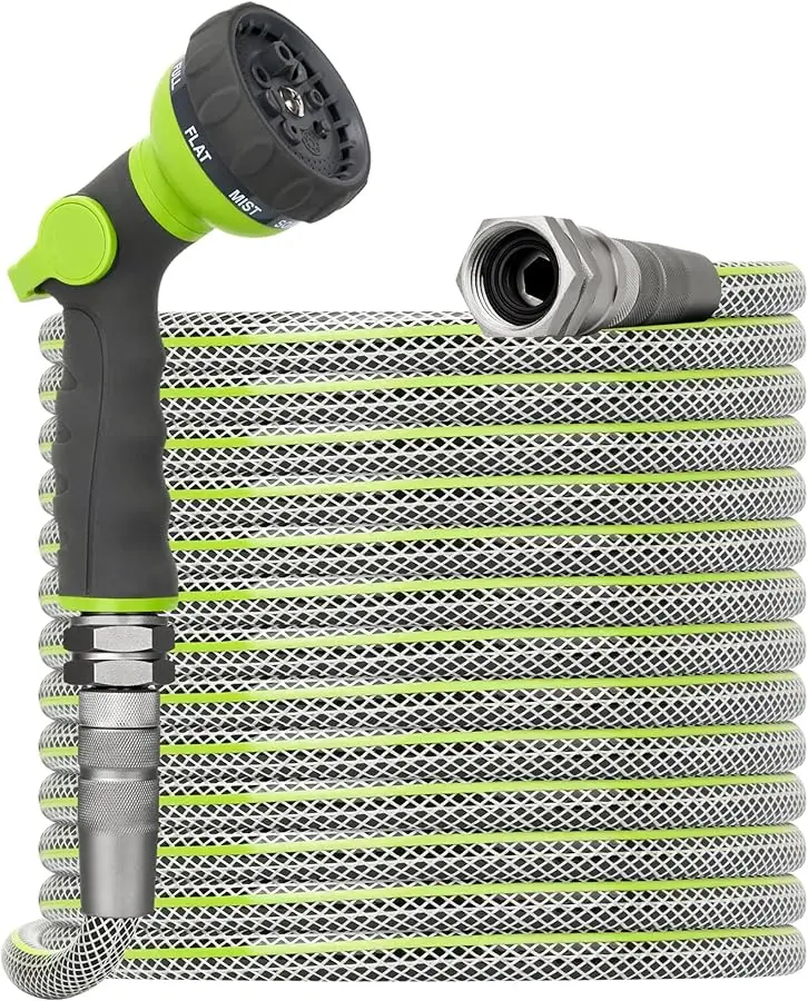 

Flexible Garden Hose 50 FT - Heavy Duty Non-Expandable 50FT Outdoor Water Hose Pipe, 1/2" x 50Feet, 3/4" Solid Swivel Fittings,