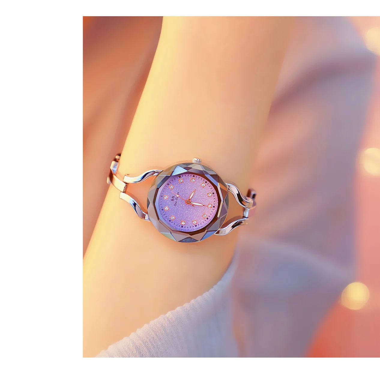 ZH41 New Fashion Women's Watch List Water Diamond Sunset Pink Dreamy Starry Sky Waterproof Quartz Watch