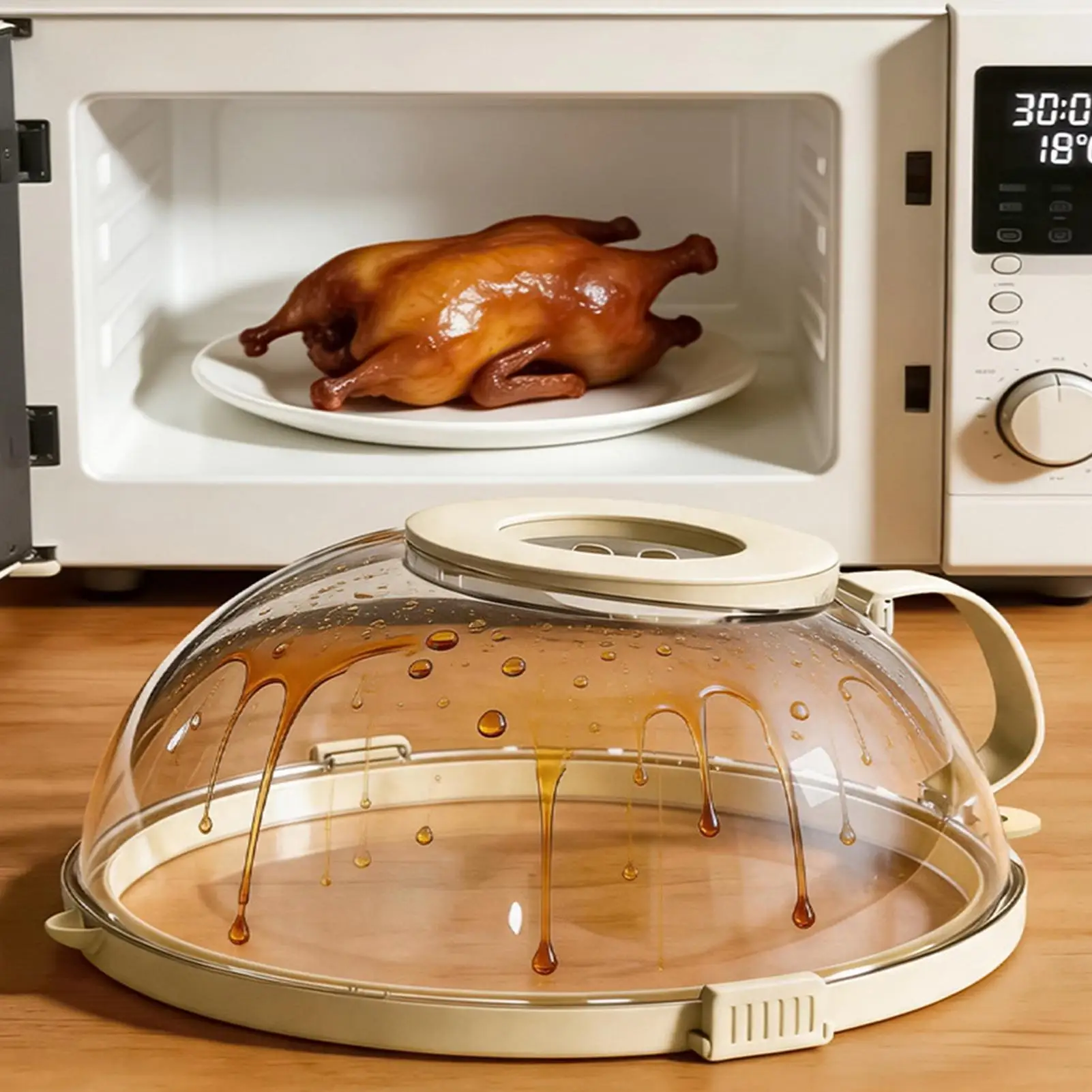 Microwave Cover for Food Clear Heat Resistant Anti-Splash Guard Microwave Oven Splatter Cover for Vapor Splash Oil Dust