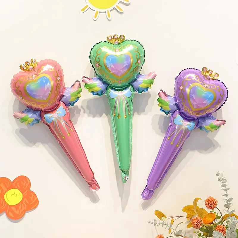 10PCS Multicolor Handheld Fairy Stick Balloon Cartoon Balloon Party Birthday Party Decoration Aluminum Film Cute Handheld Stick