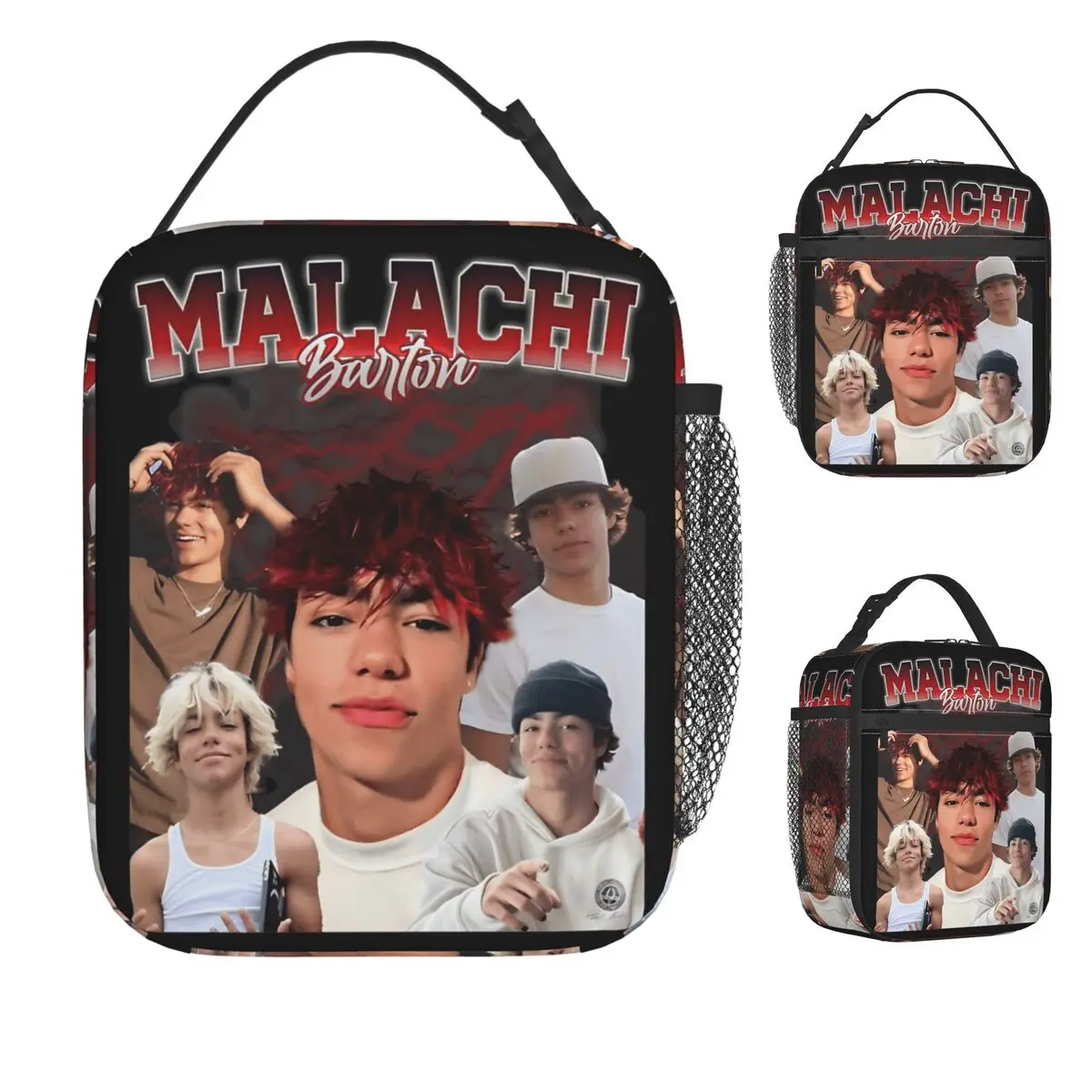 Malachi Barton Retro Style Lunch Bag Portable Lunch Box Outdoor Picnic Print Cooler Bag Kawaii Oxford Thermal Tote Handbags