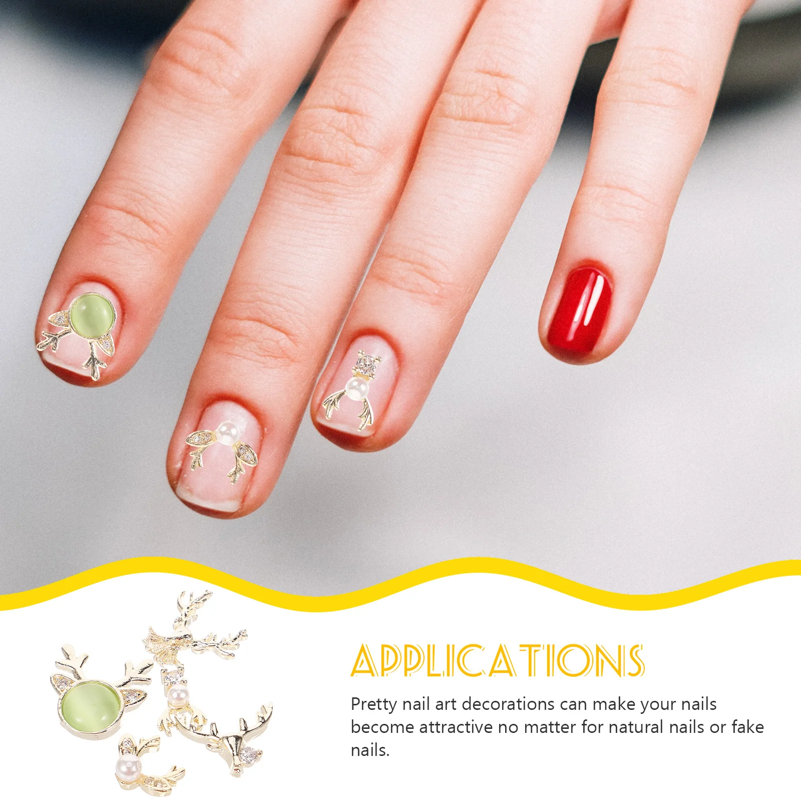 

5Pcs Christmas Nail Charms Small Metal Decorations for Women DIY Manicure Party Supplies Nail Charms Manicure Decoration