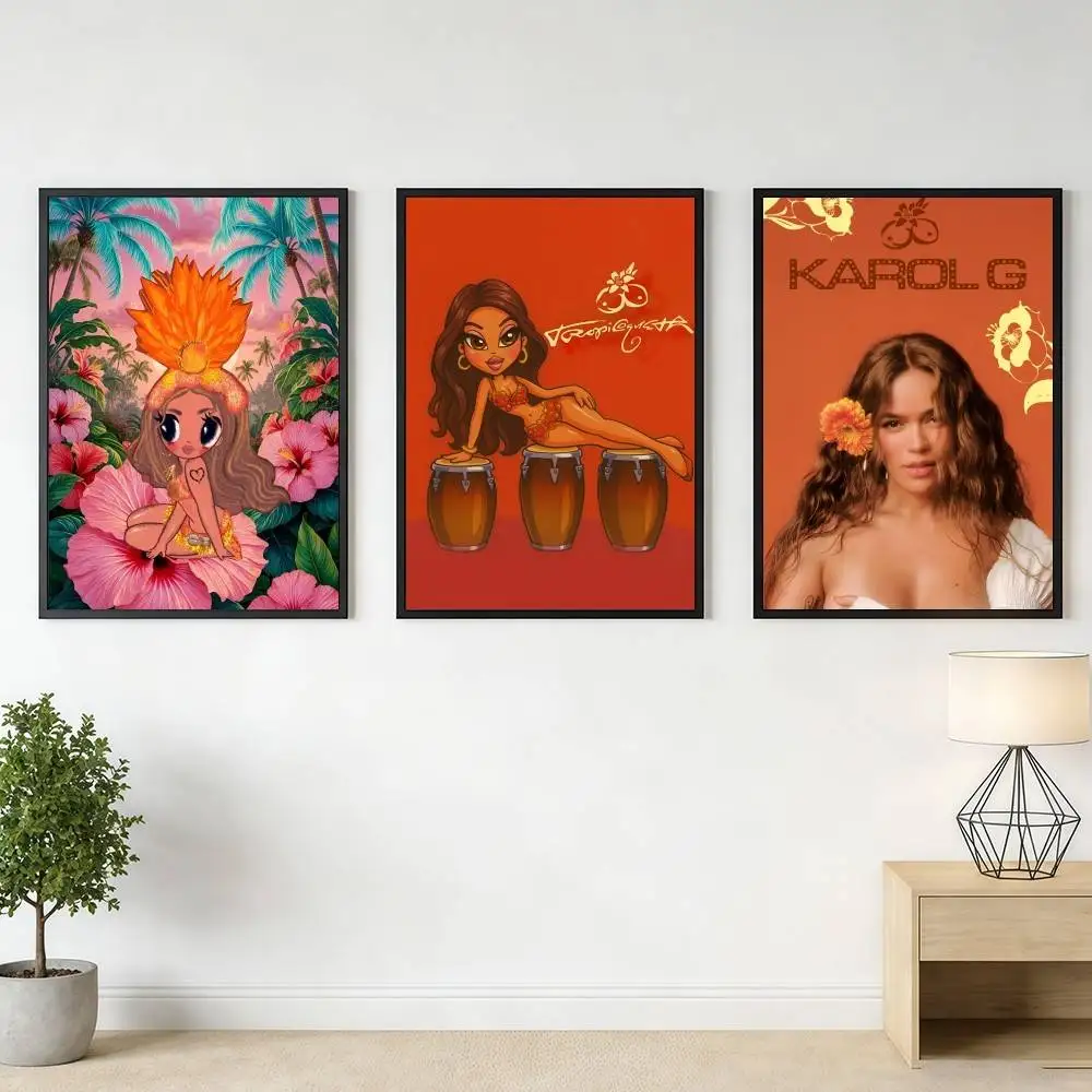 Singer K-KAROL G Tropicoqueta Poster Stickers Art Print Retro Artistic Wall Decor HD Living Room Bedroom Home Decor Unique Gift