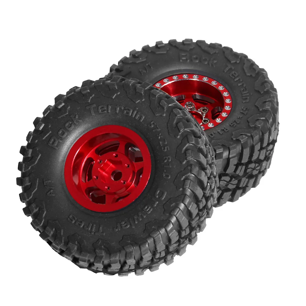 For 1/18 TRX4M Bronco 1.0-inch Tire Kit Aluminum Alloy Black/Red/Titanium Wheel Hub RC Car Upgrade Parts Accessories Tires