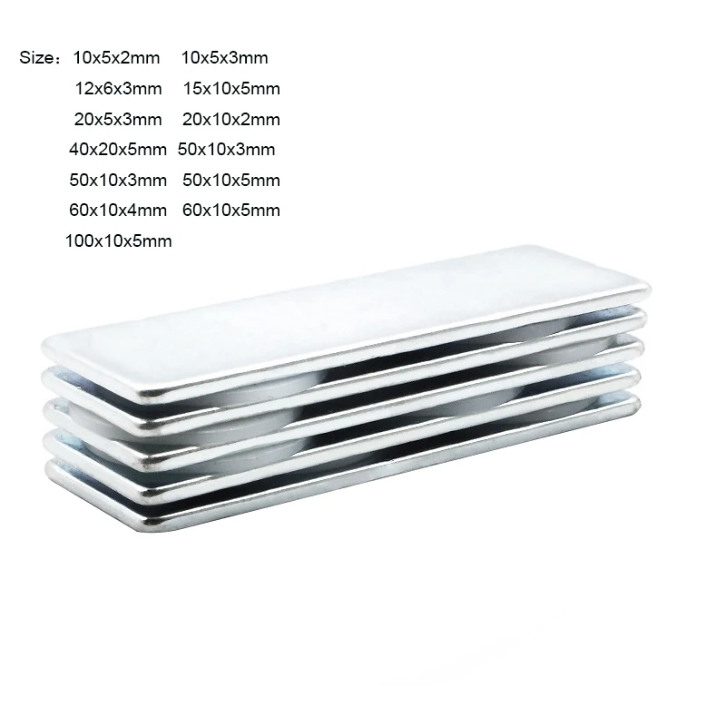 Hot Sale 10x5x3mm/20x5x3mm/60x10x5mm/100x10x5mm N35 Permanent NdFeB Magnet Rare Earth Neodymium Square Magnet Strong Magnet