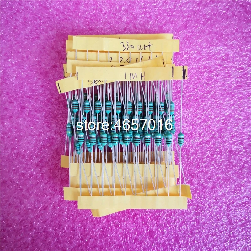 1/4W induktor bermacam-macam 0307 0.25W cincin warna induktansi bermacam-macam 1UH-1MH = = 120 buah Set Kit berbagai macam induktor