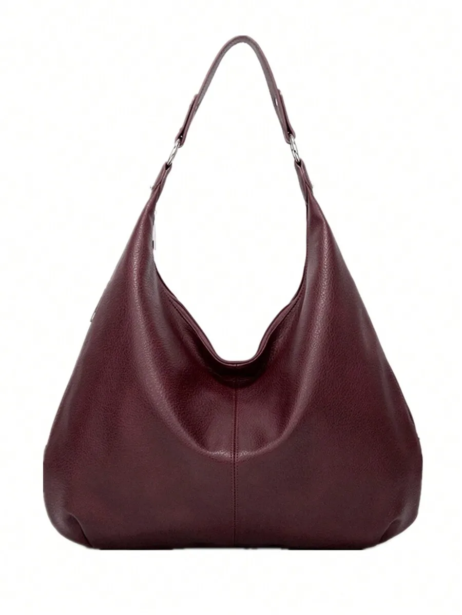 Retro Tote Bag for Women, Summer Fashion Large Capacity Soft Leather Shoulder Underarm Bag, Versatile Commuter Handbag