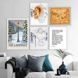 Narnia Map Poster Chronicles Of Narnia Prints Vintage Style Fantasy Maps Wall Art Picture Canvas Painting Home Room Wall Decor