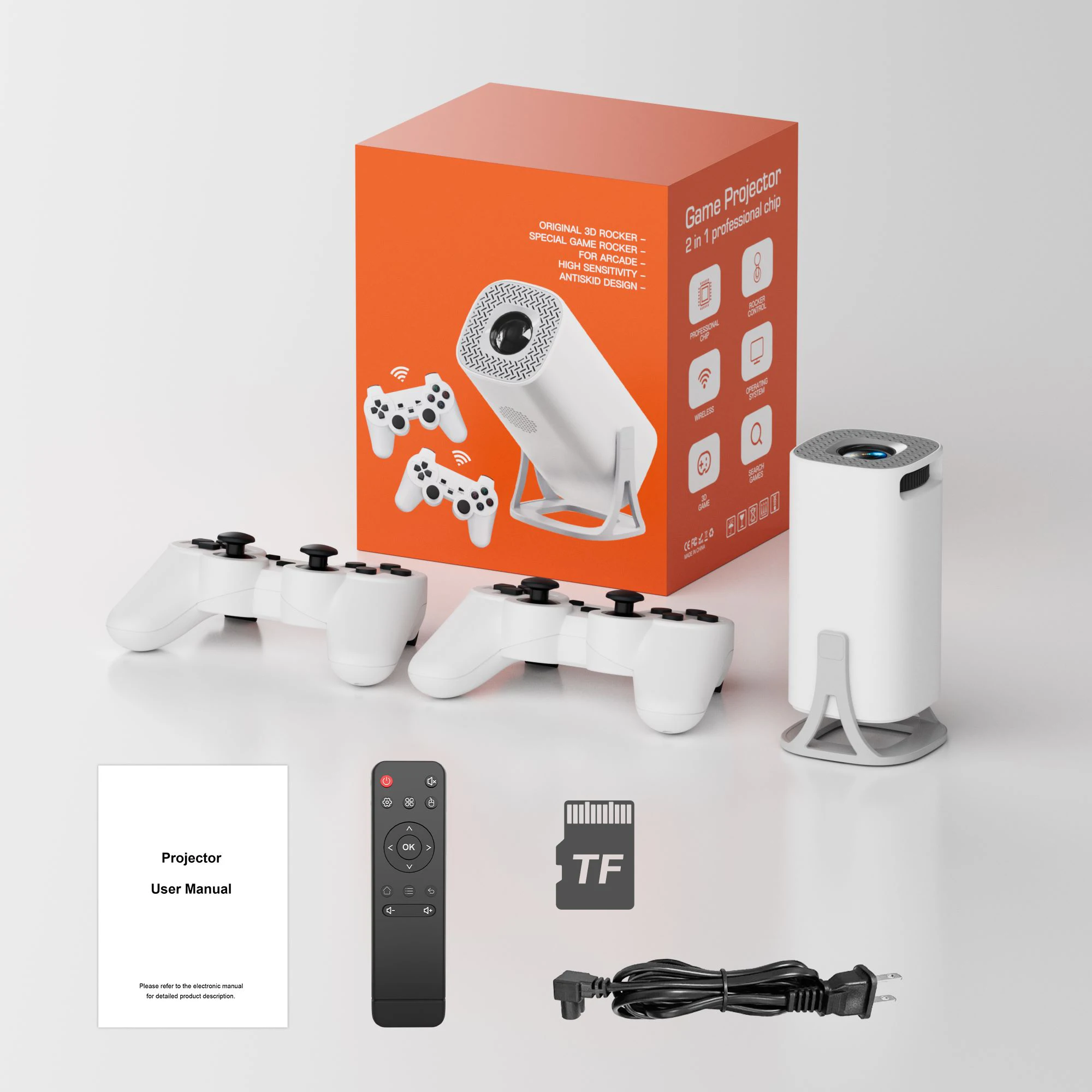 

Игровой проектор S40GE на Android 11 с картой TF 64 ГБ, беспроводным игровым контроллером, двойным Wi-Fi, разрешением 1280*720P, портативный проектор для домашнего кинотеатра