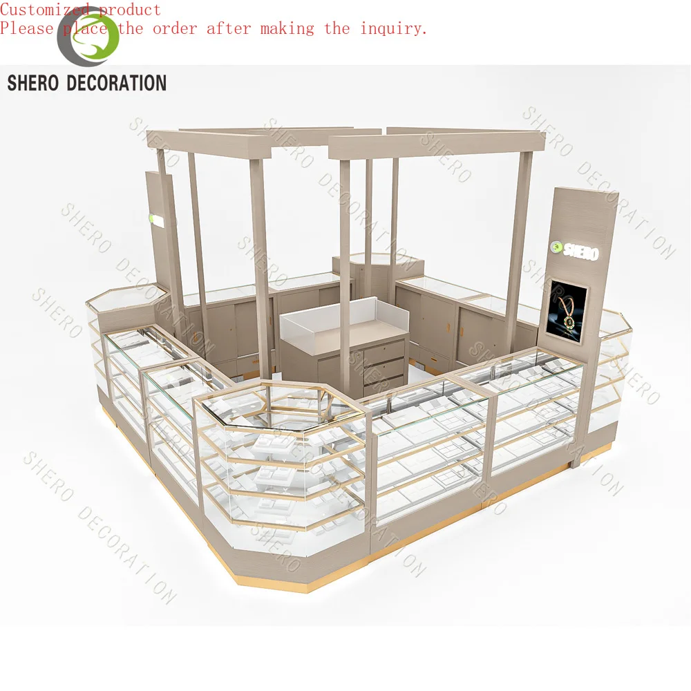 

Custom.Elegant Jewelry Shop Cabinet Kiosk Jewelry Shop Interior Design Ideas Store Counter Lockable Display Cabinet Island Kios