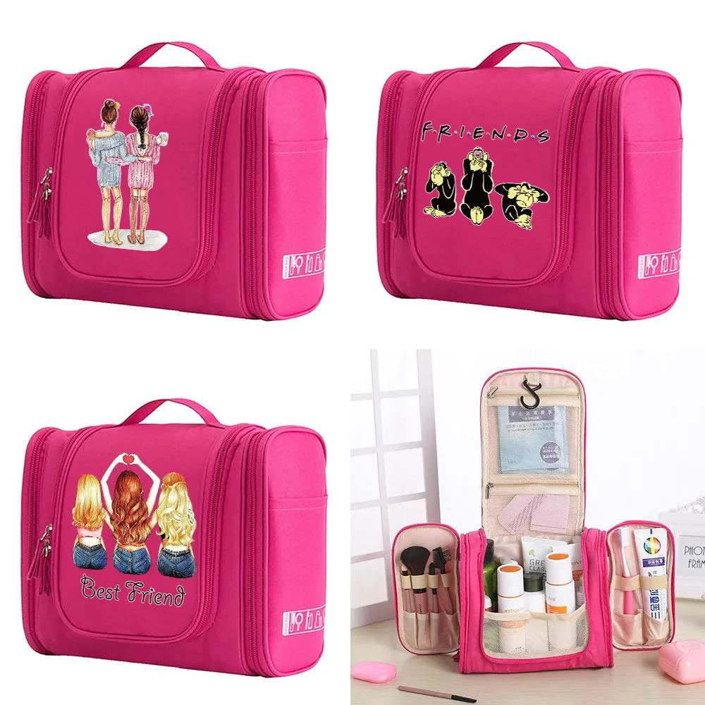 MakeUp Bag Toiletry Bags Zipper Make Up Case Wash Pouch Women Hook Up Friends Print Handbag Travel Toiletries Cosmetic Organizer