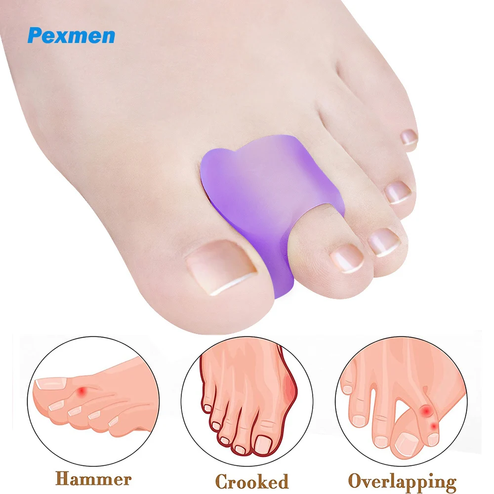 

Pexmen 2/4Pcs Purple Gel Toe Separator for Overlapping Toes Bunions Big Toe Alignment Corrector Spacer Foot Care Protector