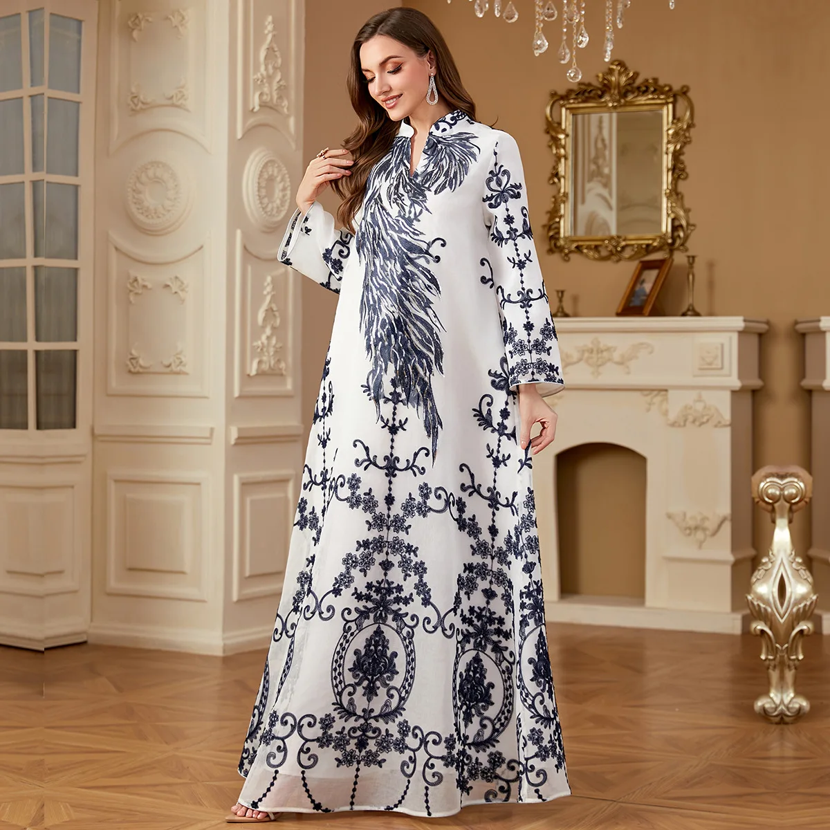 Sukienka maxi Abaja Dubai Turcja Kaftan Jalabiya Caftan Sukienki na Imprezę dla Muzułmanek z Haftem i Cekinami dla Kobiet Muzułmańskich 2025 Musulmane Femme Vestidos