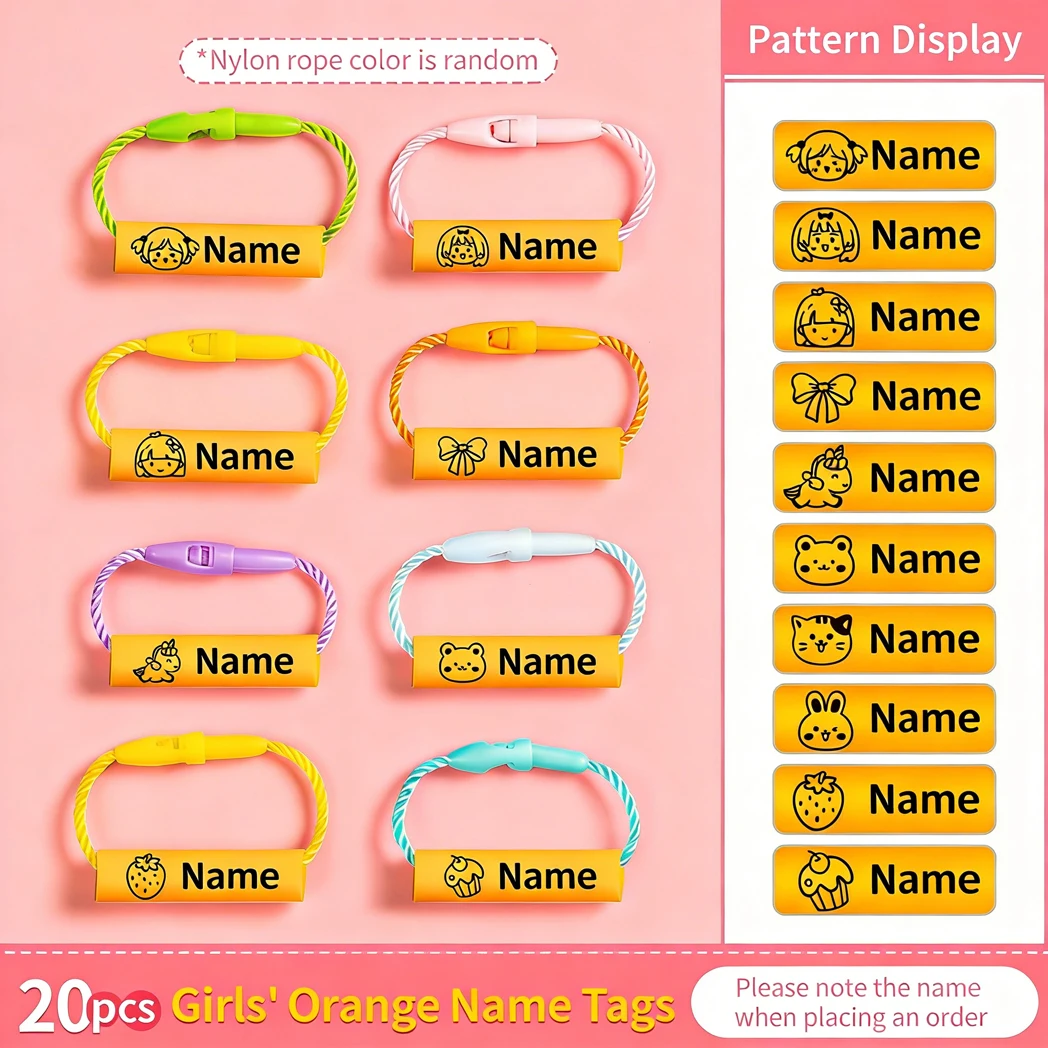 Personalisierte Namensanhänger für Babyschuhe, Schulranzen, Becher, Kleidung, wasserfest, mit Kordel, Namensring für Kinder, Namensetikett