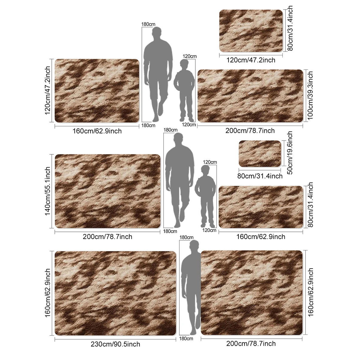 Karpet Halus Karpet Lembut Mewah Dalam Ruangan untuk Ruang Tamu Karpet Area Ringan Tahan Lama Warna Dasi untuk Kamar Tidur Selimut Kamar Anak-anak