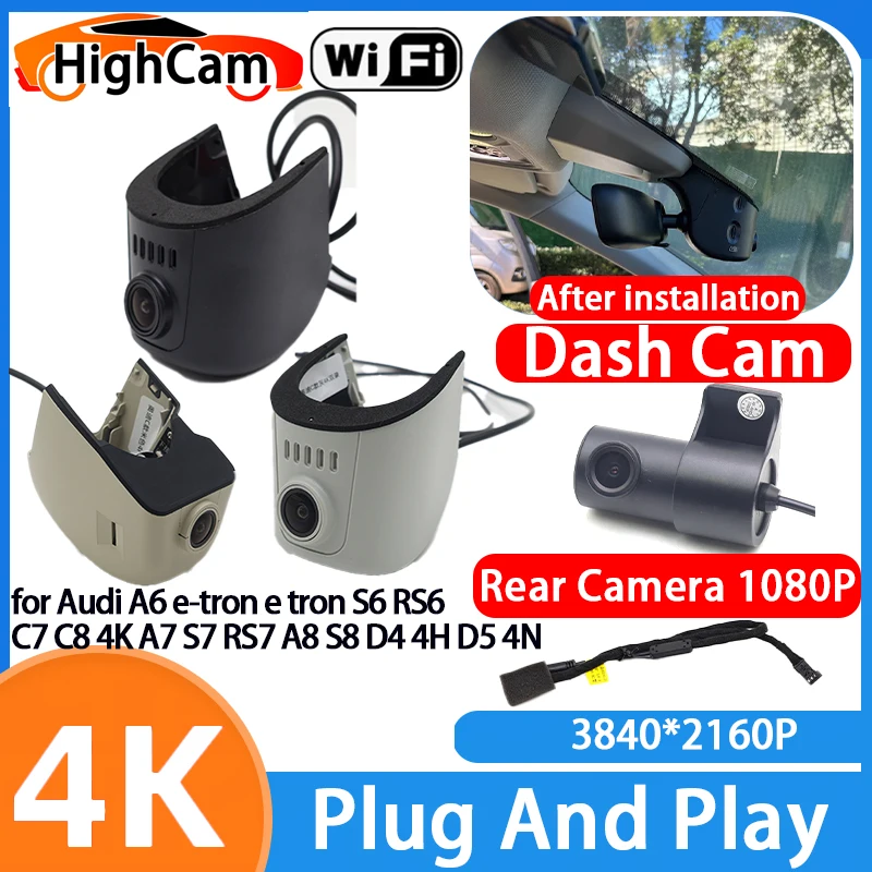 Cámara de Video DVR para Auto con Wifi, Grabación Delantera y Trasera, para Audi A6 e-tron, e tron, S6, RS6, C7, C8, 4K, A7, S7, RS7, A8, S8, D4, 4H, D5, 4N, 4K