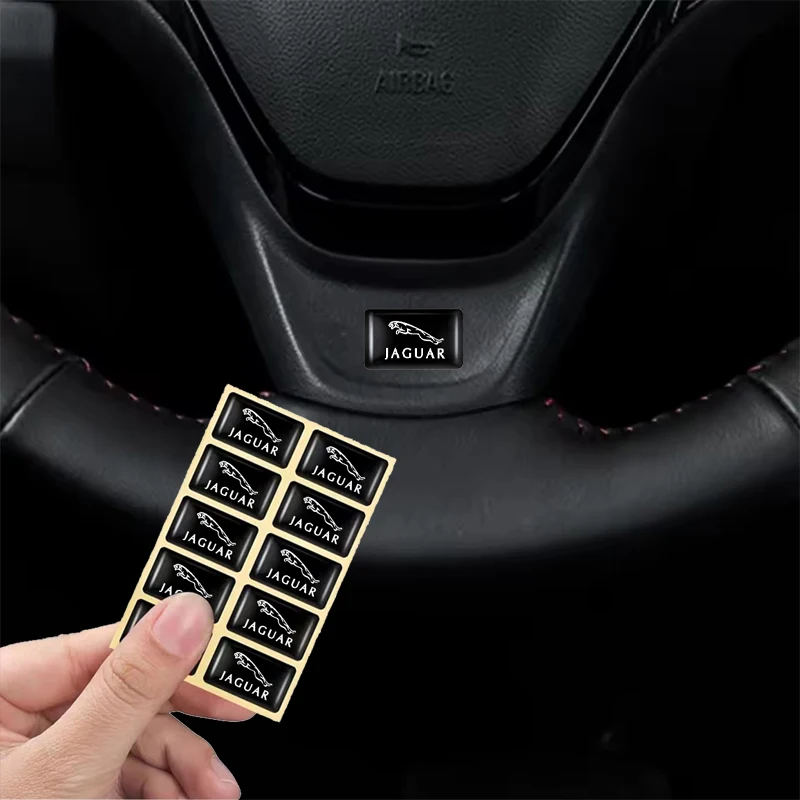 10 pegatinas decorativas para el volante de coche, decoración interior para Jaguar E-Pace, I-Pace, S-Type, X-Type, XFR, X, XE, XF, XJ, XK, XJL, XJ6, XJS