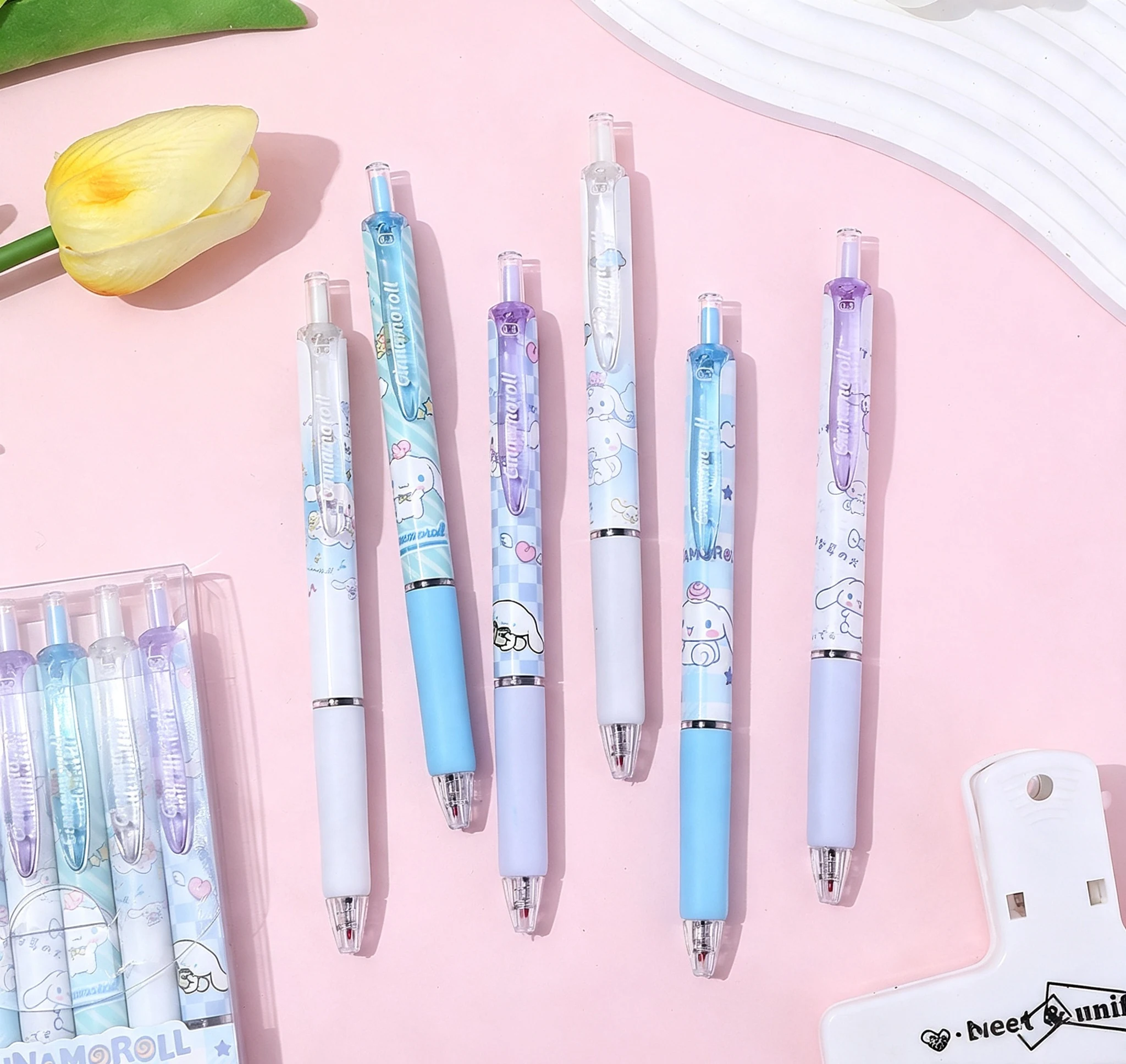 6 Stifte/Set Niedliche Hello Kitty Melody Schwarze 0,5mm Gelstifte, Druckknopf-Typ Übungsstifte für Schüler/Büroangestellte Tägliche Schreibwaren – Detail 2