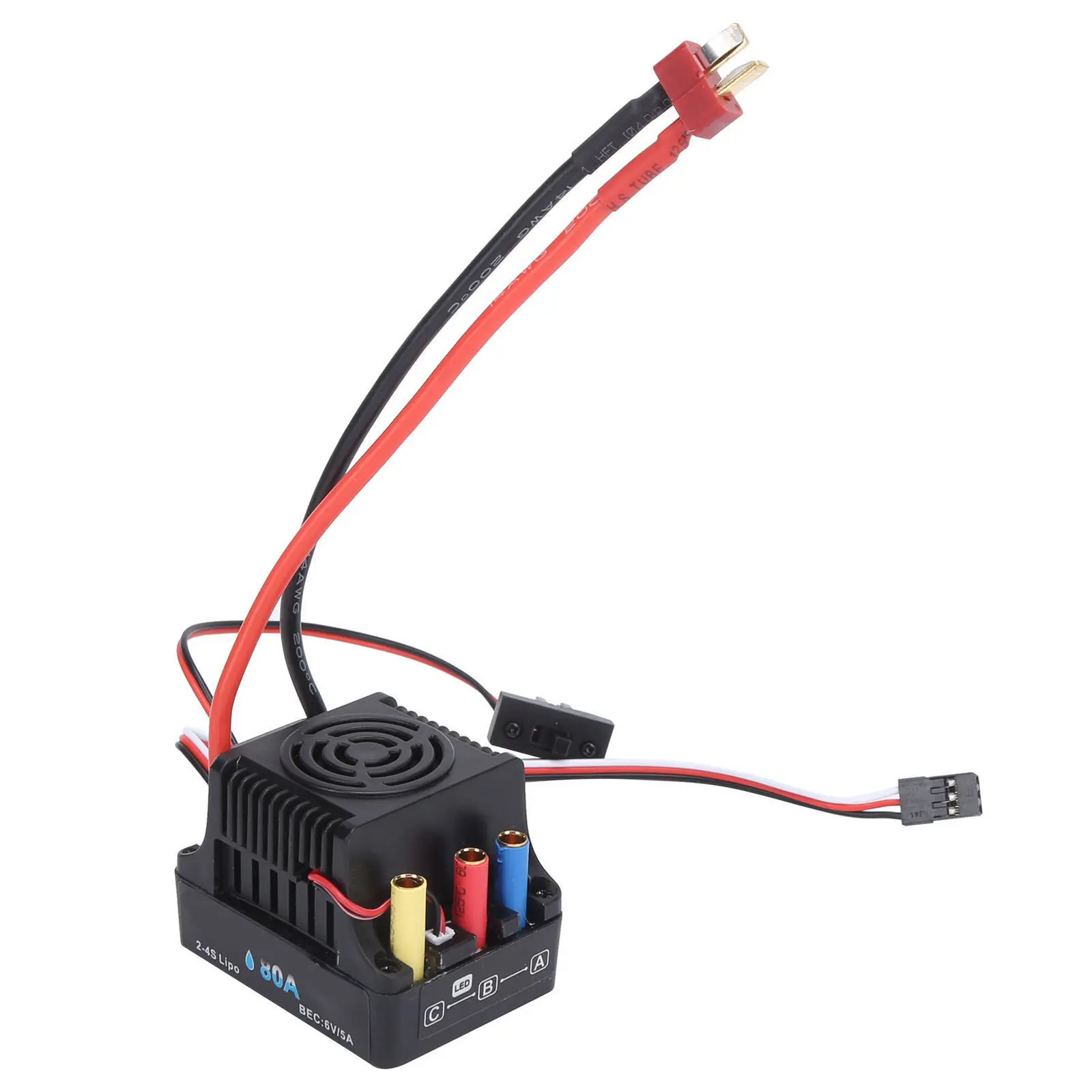 

RC 80A Brushless ESC Waterproof ESC 2-4s Lipo Electronic Speed Controller for 1/8 RC Car Upgrade Accessories
