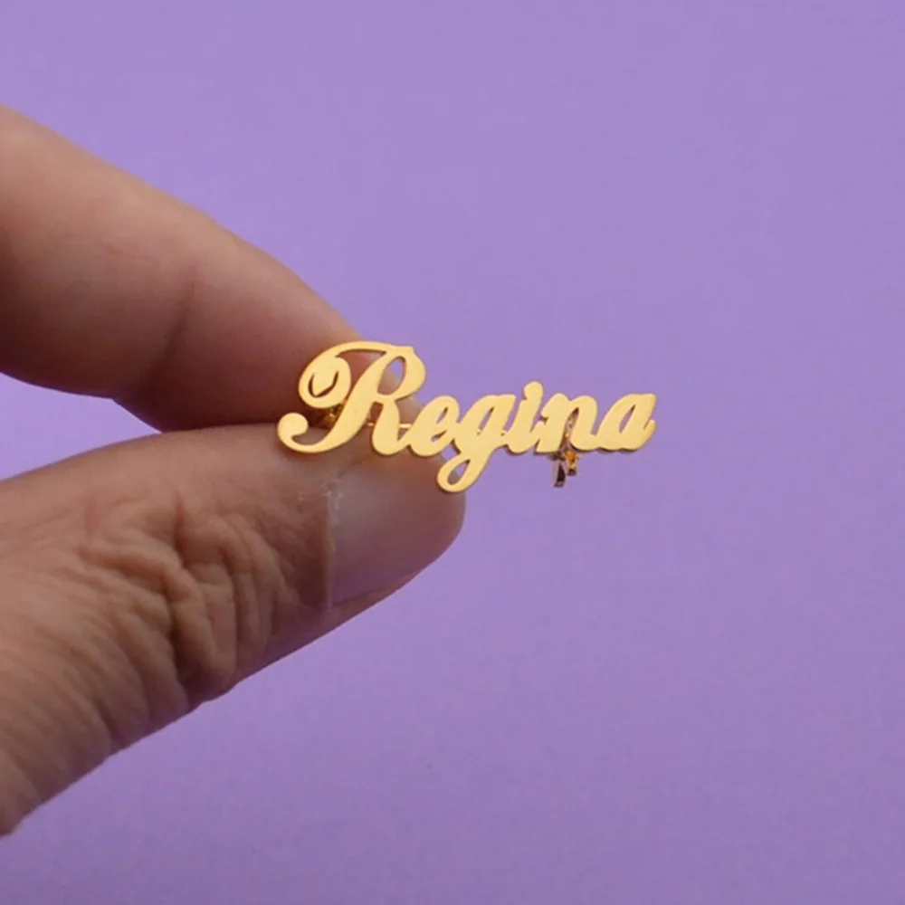 

Customized Name Letter Brooch, Stainless Steel Personalized Nameplate Badge, Fashionable Jewelry