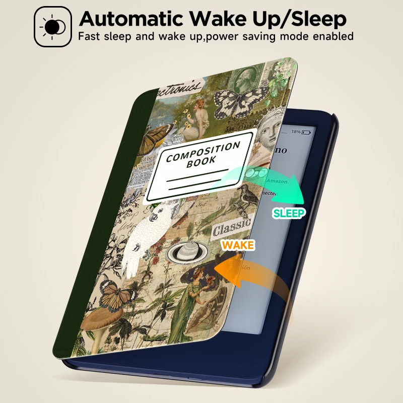 حافظة عالمية لهاتف كوبو كلارا BW/ليبرا كولور آند كيندل بيبر وايت 5، كيندل 10/11/12، إيقاظ تلقائي/نوم، جلد صناعي متين #2