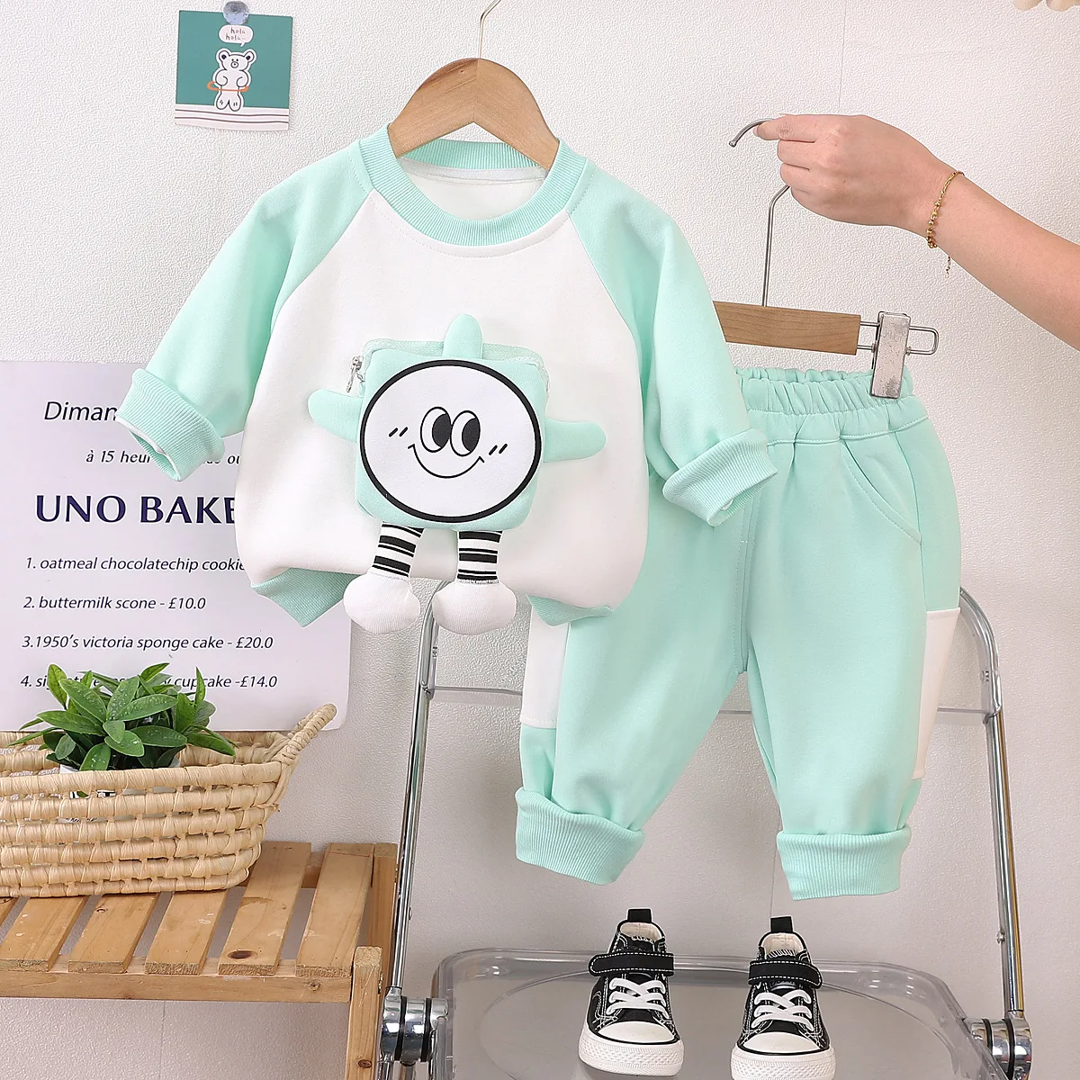 

Childrens Suit 2024 Spring Cartoon Patchwork O-neck Long Sleeve and Pants Set Clothes for Kid Boys and Girls Two Pieces Outfits