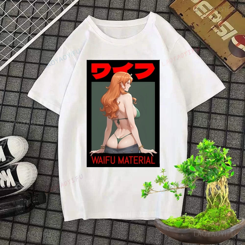 Camiseta con estampado Hentai, camiseta Unisex de manga corta Harajuku de tendencia neutra, camiseta grande con gráfico