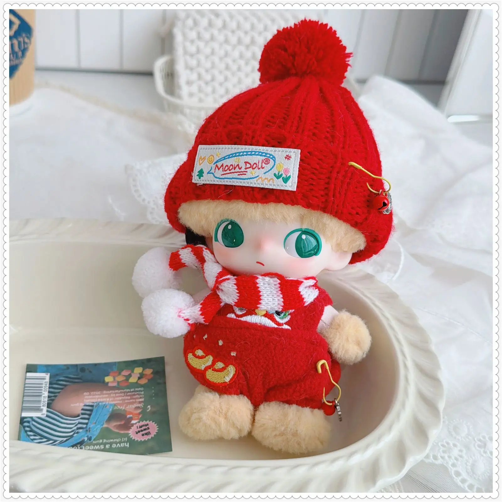 귀여운 미니 아이돌 인형 옷 10-15cm 플러시 인형 옷 액세서리 레드 세트 새해 장식 팬 소녀 컬렉션 선물