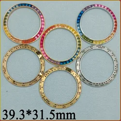 39mm * 31.5mm Silver Gold Rose Beveled Metal Sloped Watch Bezel Rainbow Crystal Watch Accessories Watch Parts