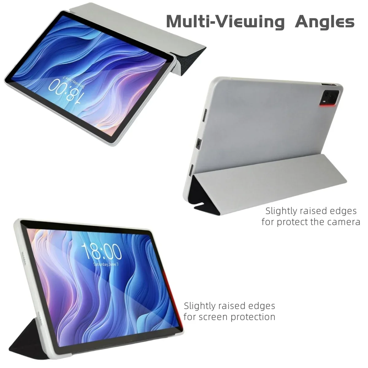 Smart Cover for Teclast T60Plus Tablet Case Trifold Stand Pu Leather Soft TPU Back Shell for Teclast T60 12 Inch Tab Flip Cases