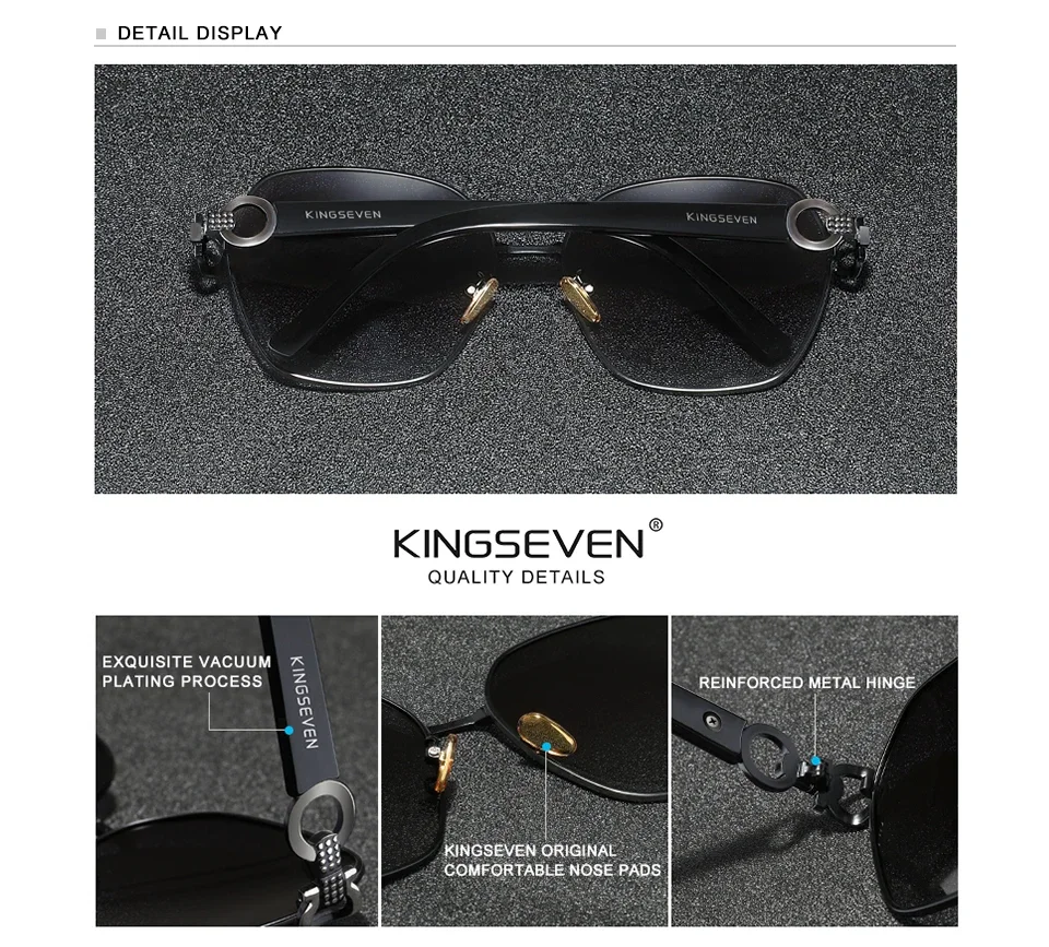 Kingseven neue uv400 Vintage Sonnenbrille Frauen Polarisation klassische Farbverlauf Schmetterling quadratische Brille Retro-Design Brillen – Detail 1