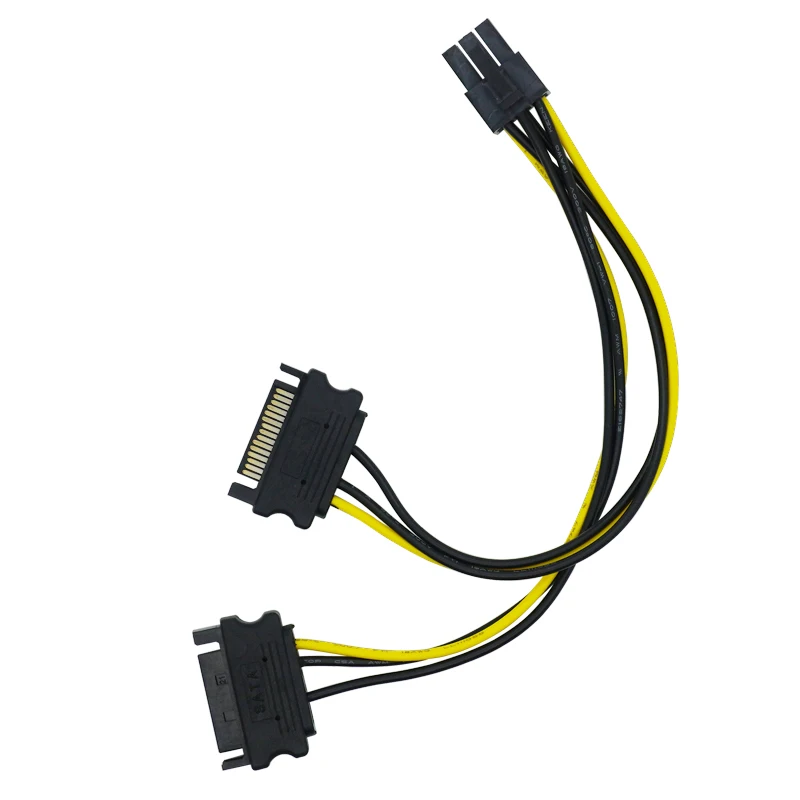 SATA 2x15Pin zu grafikkarte PCI-e PCIE 6/8 Pin Video Karte Netzteil Kabel 6/8pin zu Dual Sata Y Splitter Adapter 18CM 18AWG